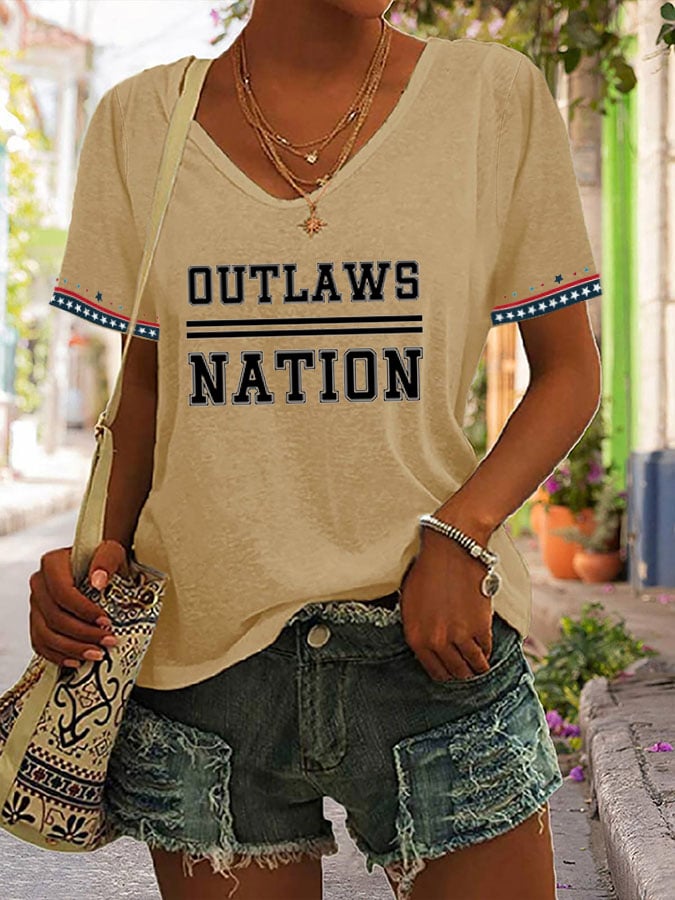 Women's Outlaws Nation V-Neck Tee