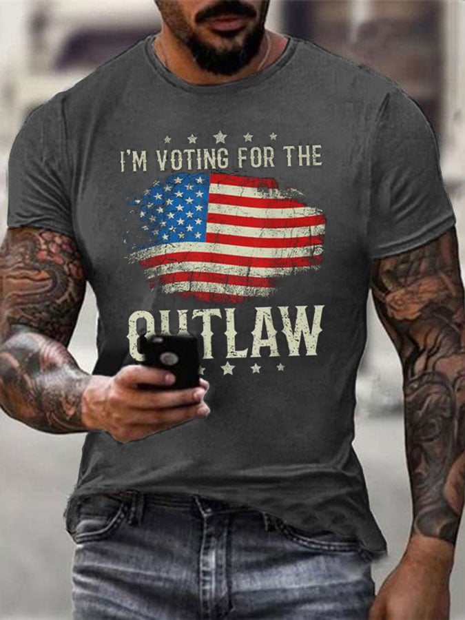 Men's  I'm Voting For The Outlaw Printed Casual T-Shirt