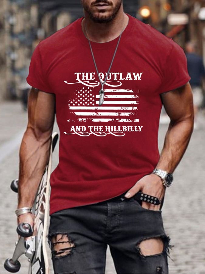 Men's The Outlaw and The Hillbilly Printed Casual T-Shirt