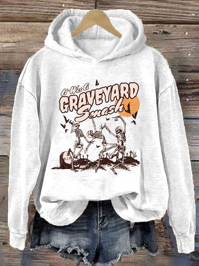 Women's Halloween Skeleton Print Hoodie