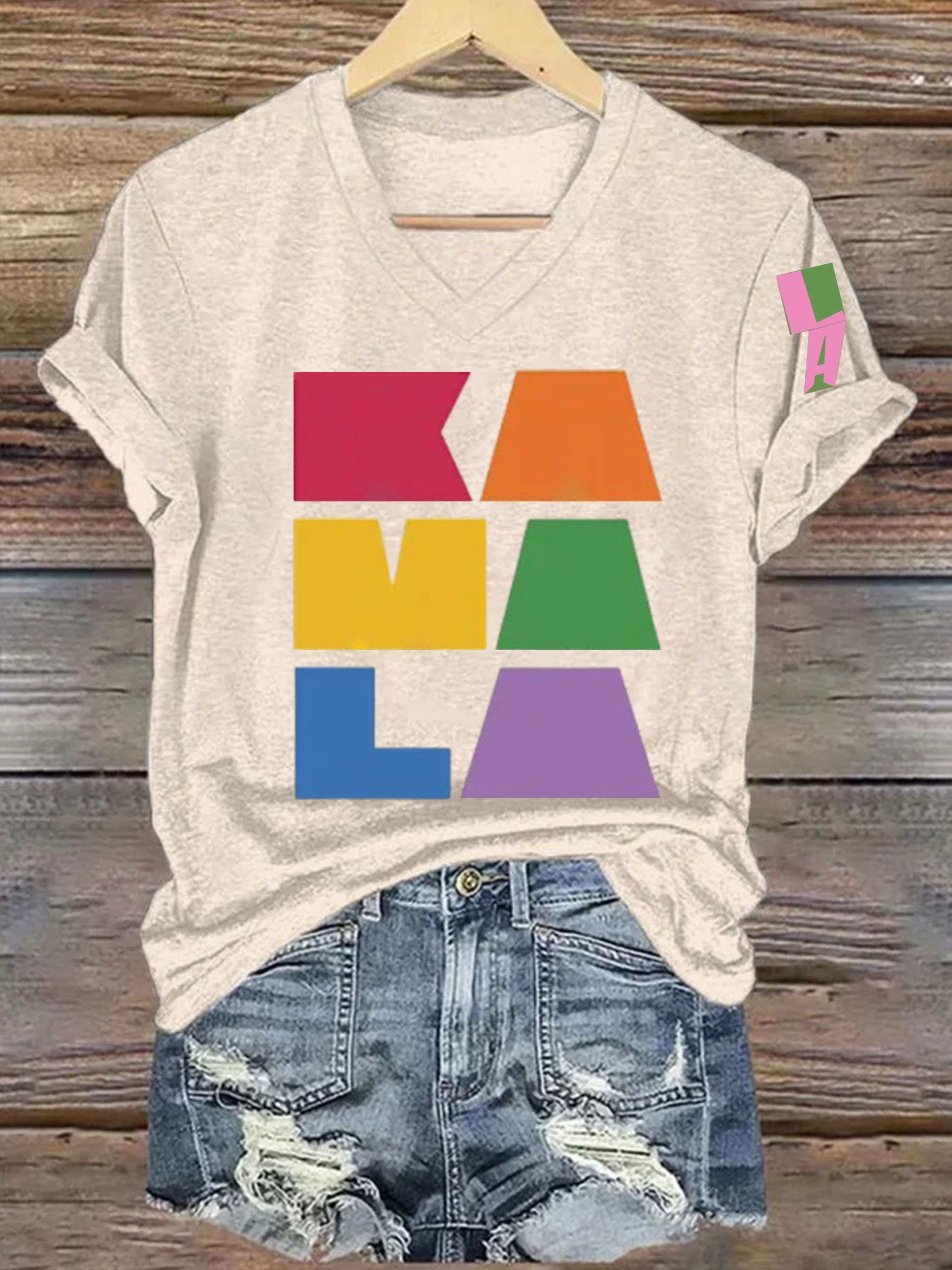 Women's La  Printed Short-Sleeved T-Shirt