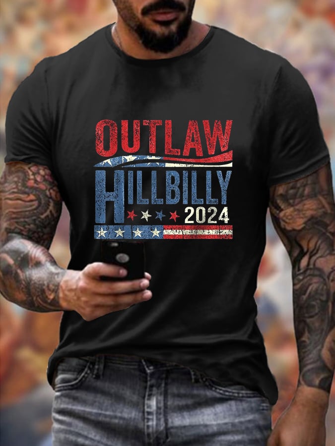 Men's Outlaw And Hillbilly Printed T-Shirt