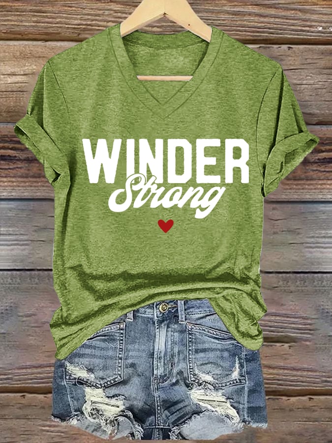 Women's Winder Strong Printed Casual V-Neck T-Shirt