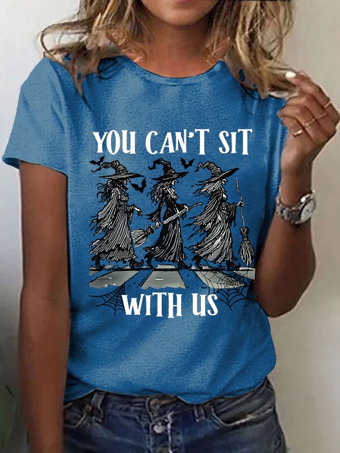 Women's Vintage Halloween Witch (You Can't Sit With Us) Print T-Shirt