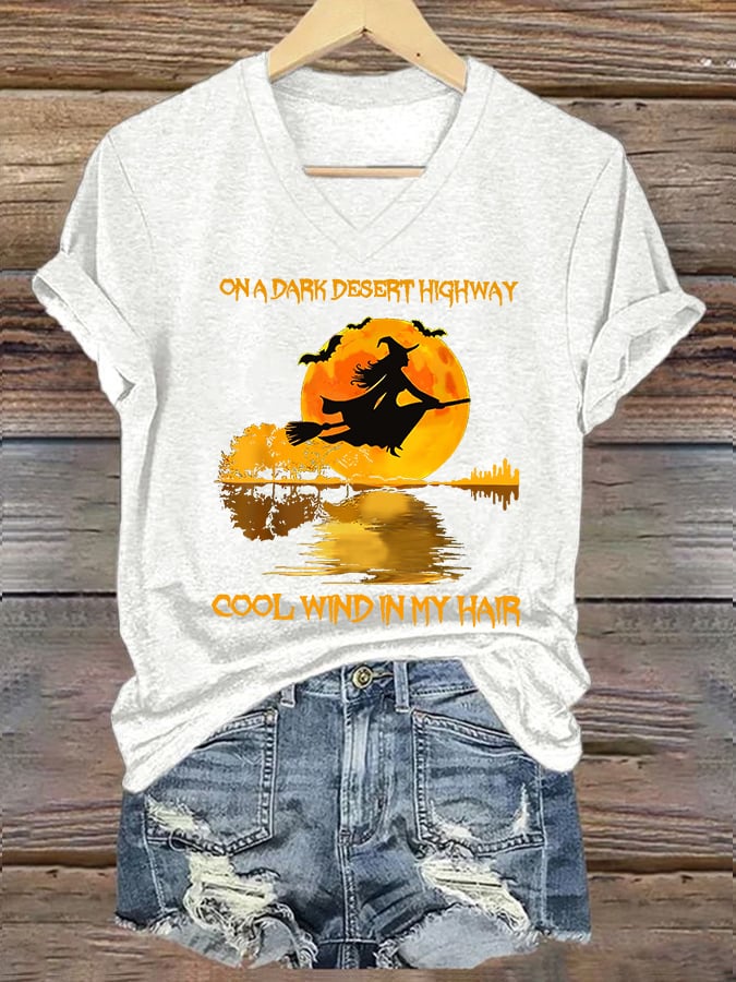Women's Halloween On A Dark Desert Highway Cool Wind In My Hair printed casual T-shirt