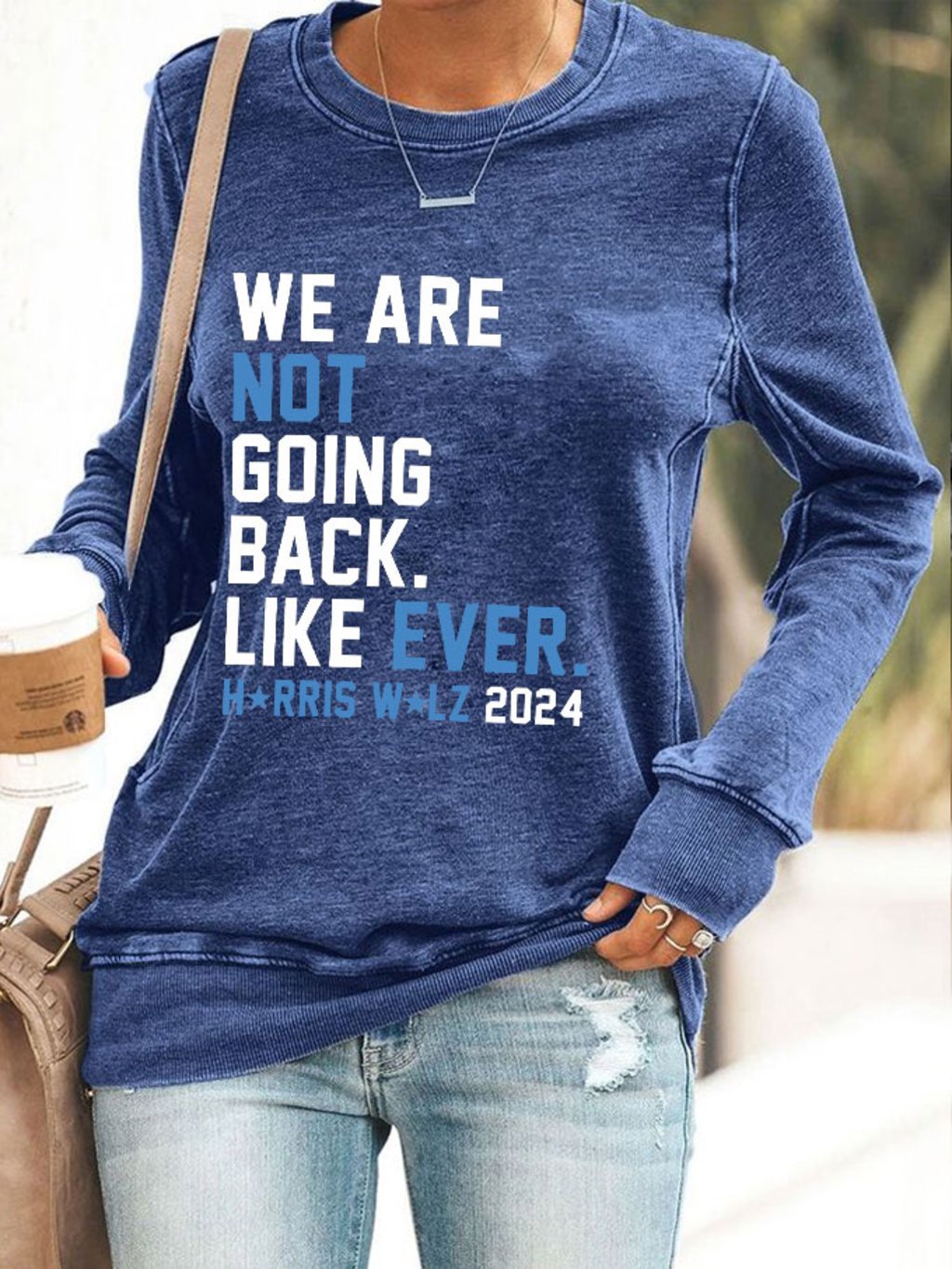 Women's We Are Not Going Back Like Ever Comma La Printed Sweatshirt
