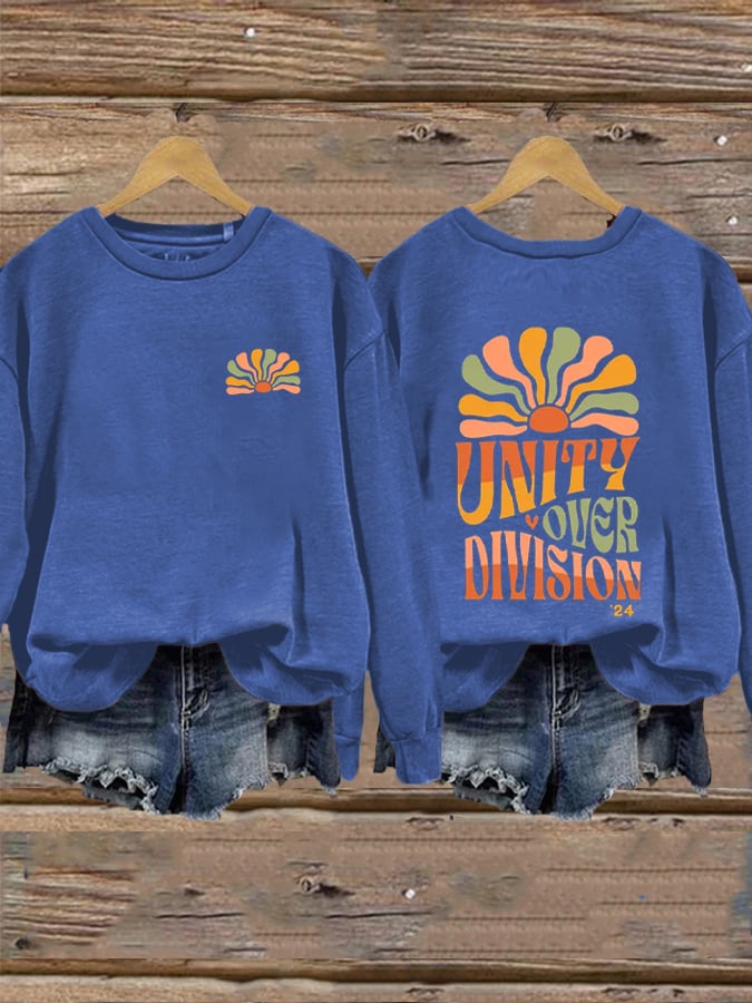 Women's Unity Over Division Print Crew Neck Sweatshirt
