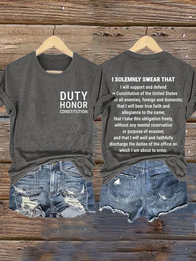 Retro Federal Employees Duty Honor Constitution Print T-Shirt