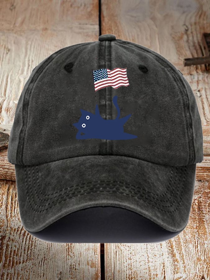 Unisex Cute Cat Flag Printed Hat
