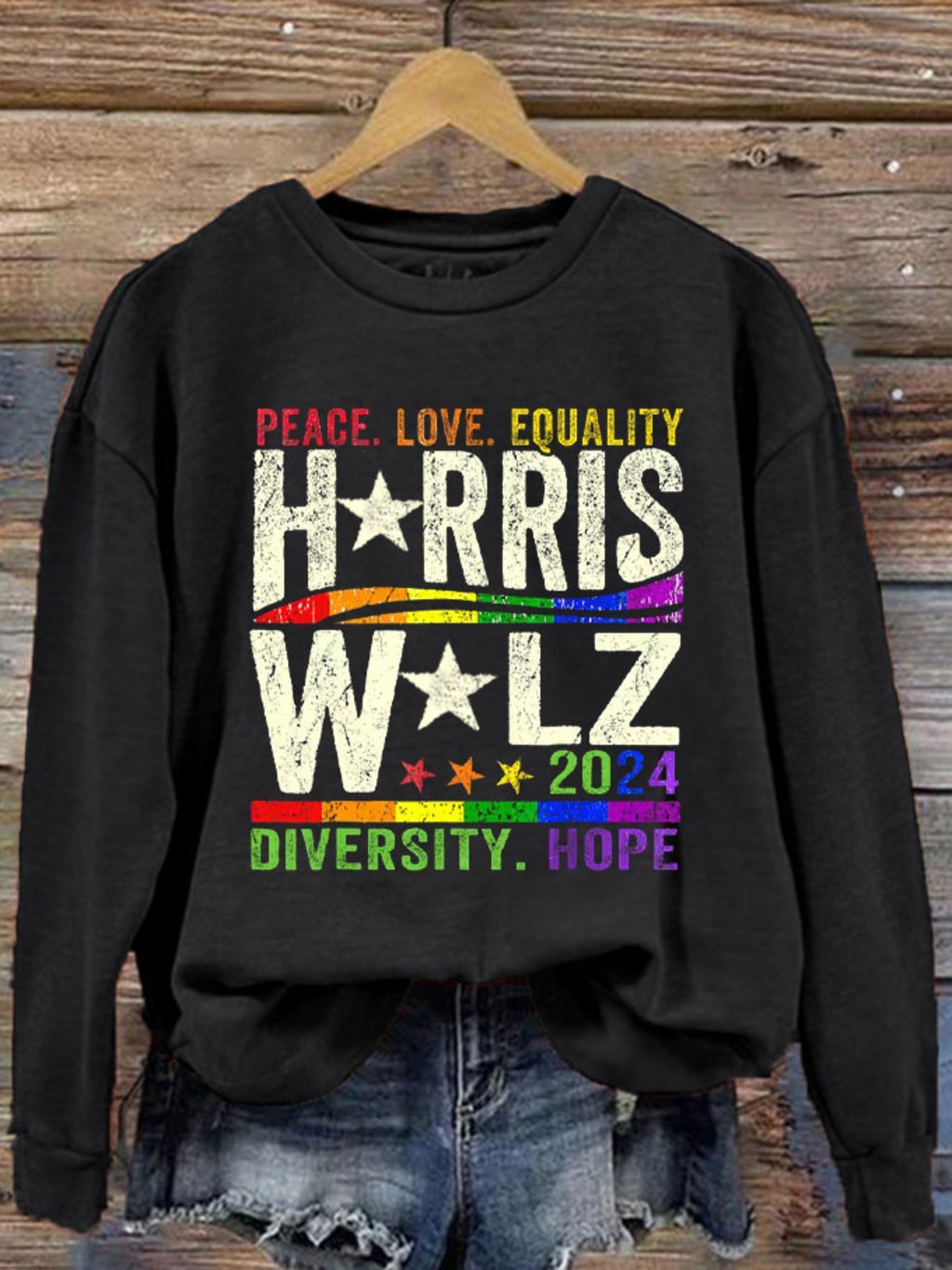 Women's Peace&Love Pride Printed Sweatshirt