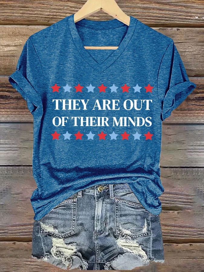 Women's They Are Out Of Their Minds Print V-Neck T-Shirt