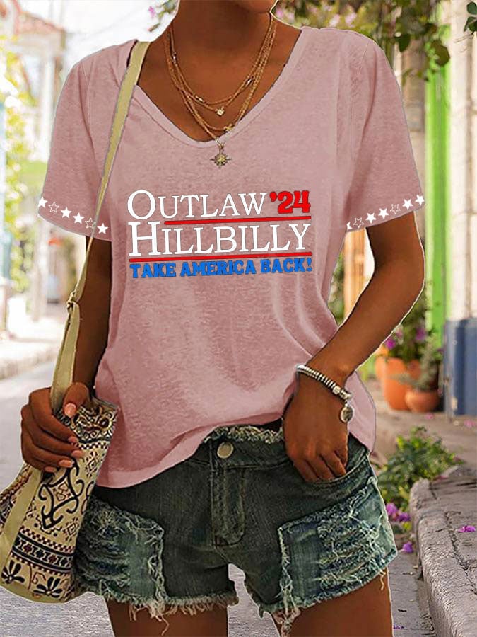 Women's  Outlaw 24 Hillbilly  Print Casual T-Shirt