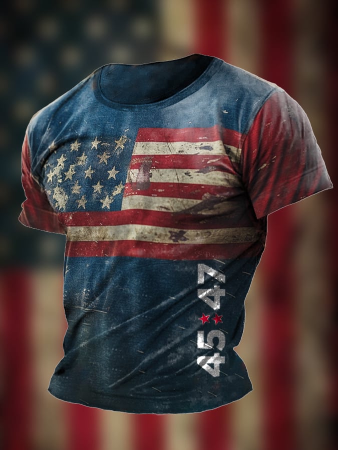 Men's Flag 45-47 Printed Casual T-Shirt