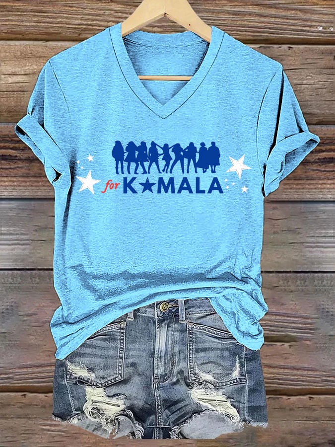 Women's Swifties For Kamala Print V-Neck T-Shirt