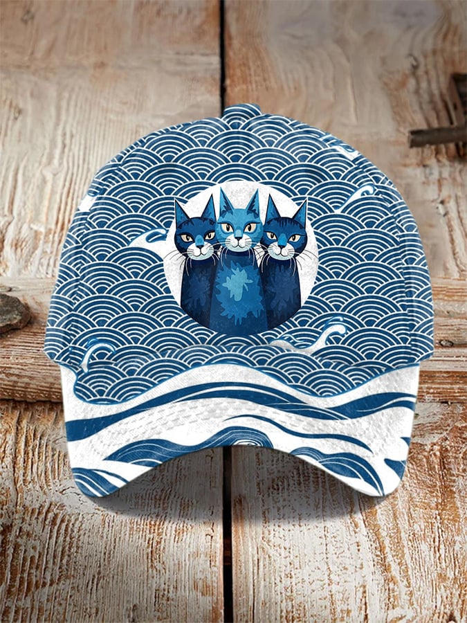 Blue Wave Cat Unisex Hat