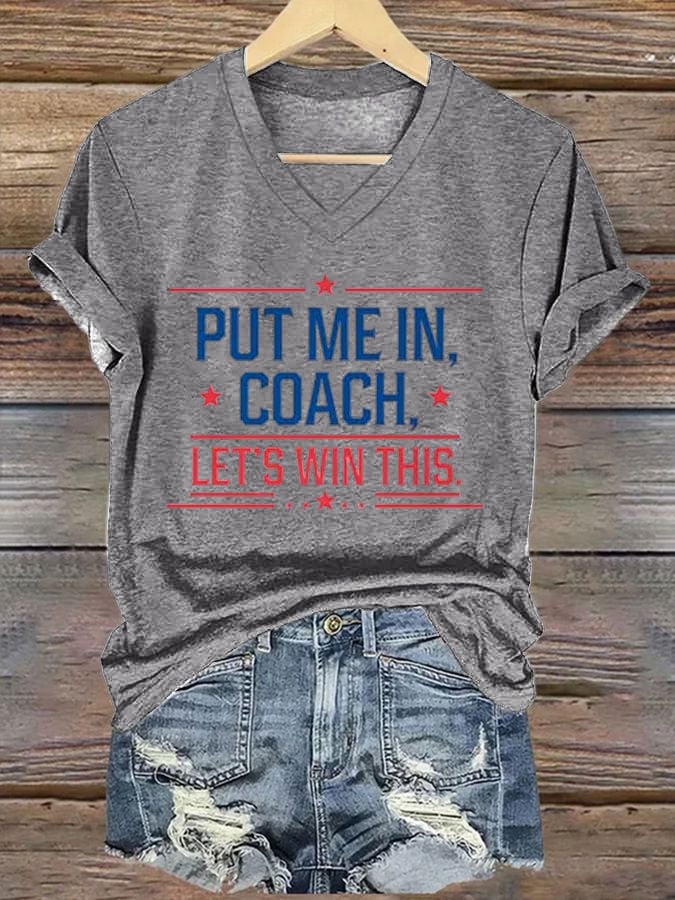 Women's Put Me In Coach Let‘s’ Win This Print Casual T-Shirt