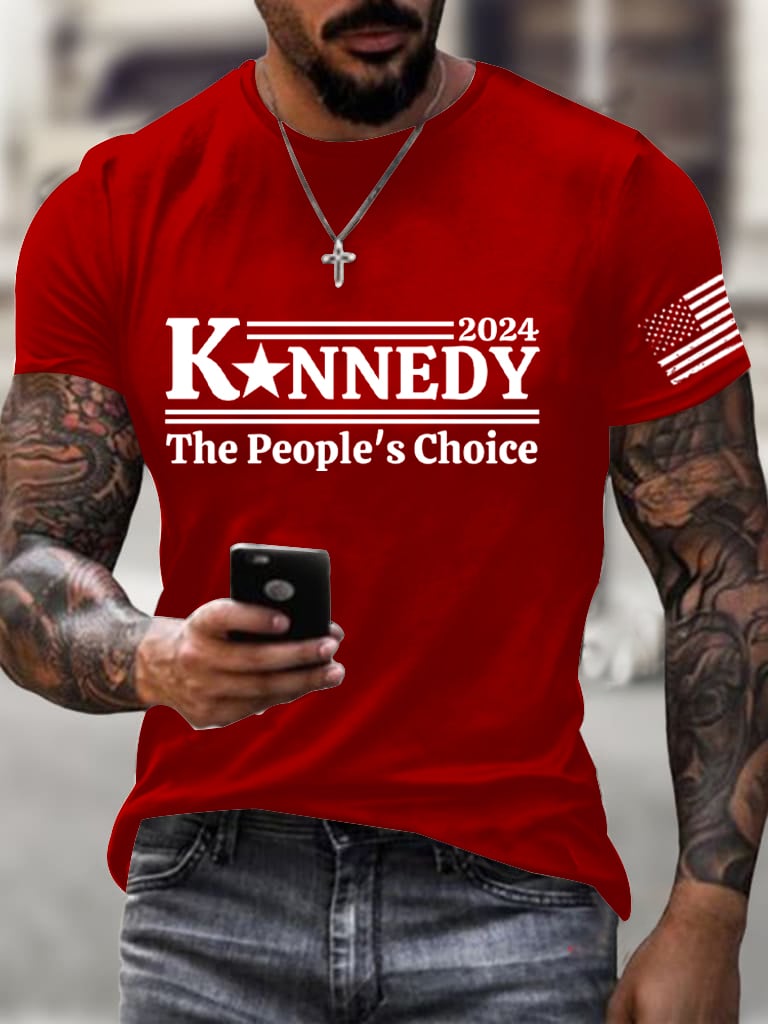 Men's American Flag Print Crew Neck T-Shirt