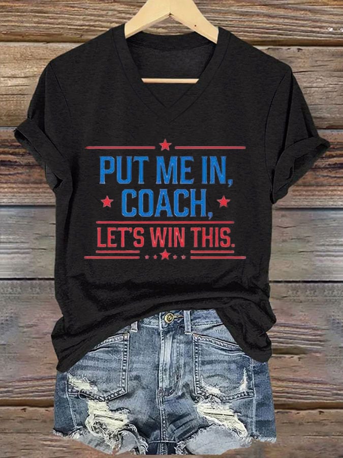 Women's Put Me In Coach Let‘s’ Win This Print Casual T-Shirt