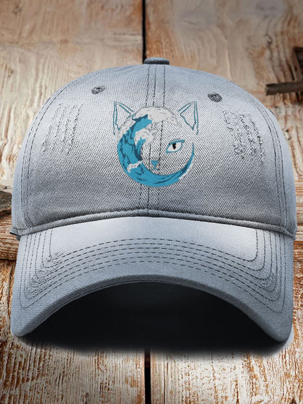 Unisex Blue Wave&Cat Printed Hat