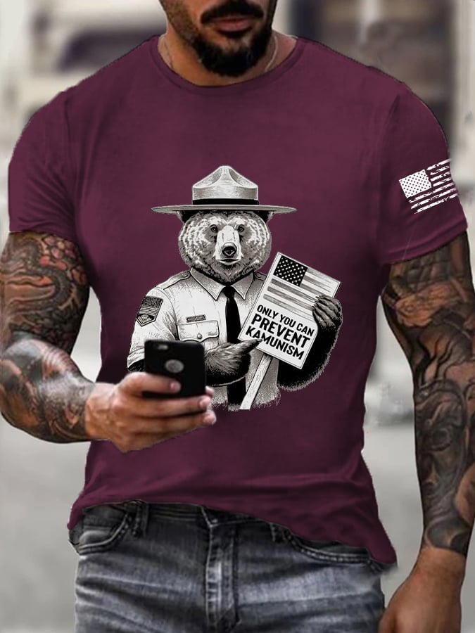 Men's Only You Can Prevent Kamunism Printed Casual T-shirt