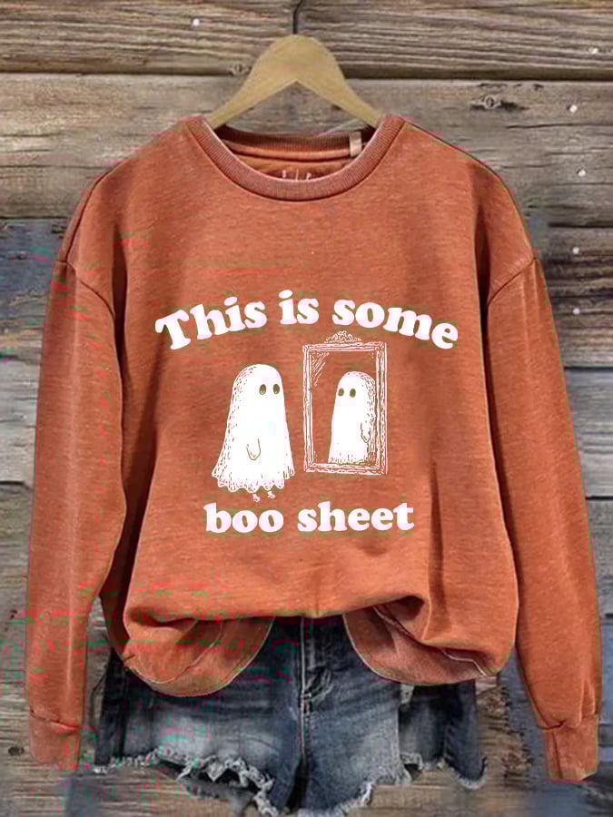 Women's This Is Some Boo Sheet Print Round Neck Sweatshirt