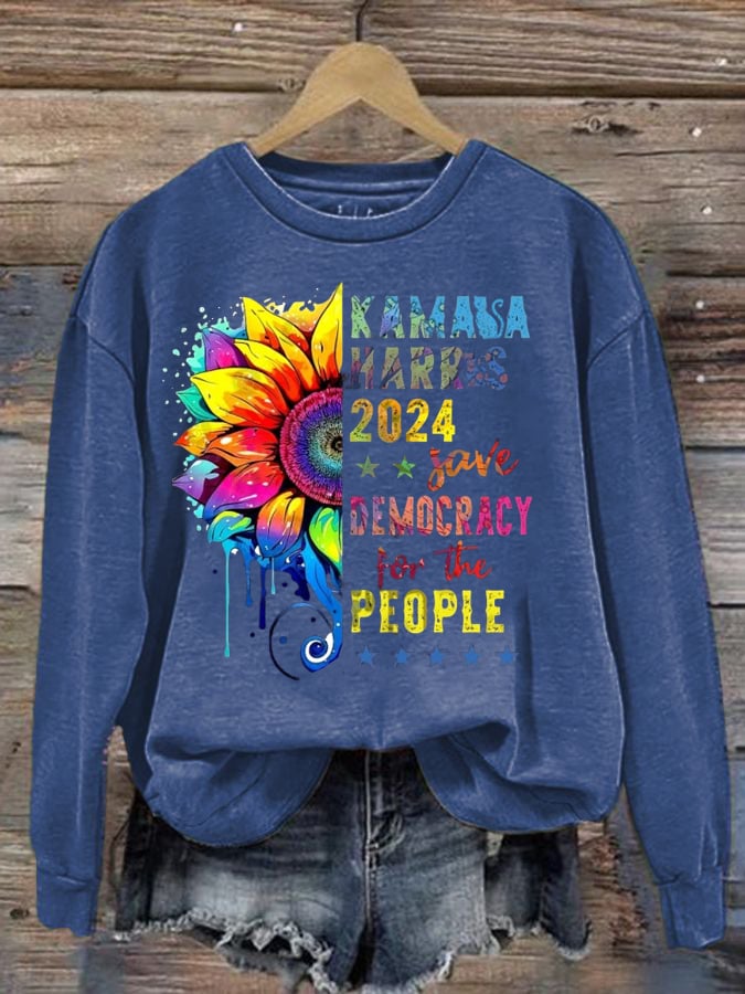 Women's 2024 Save Democracy For The People  Print Sweatshirt