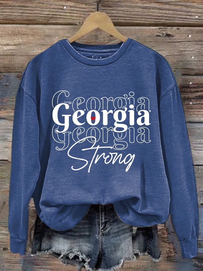 Women's Georgia Strong Print Round Neck Sweatshirt