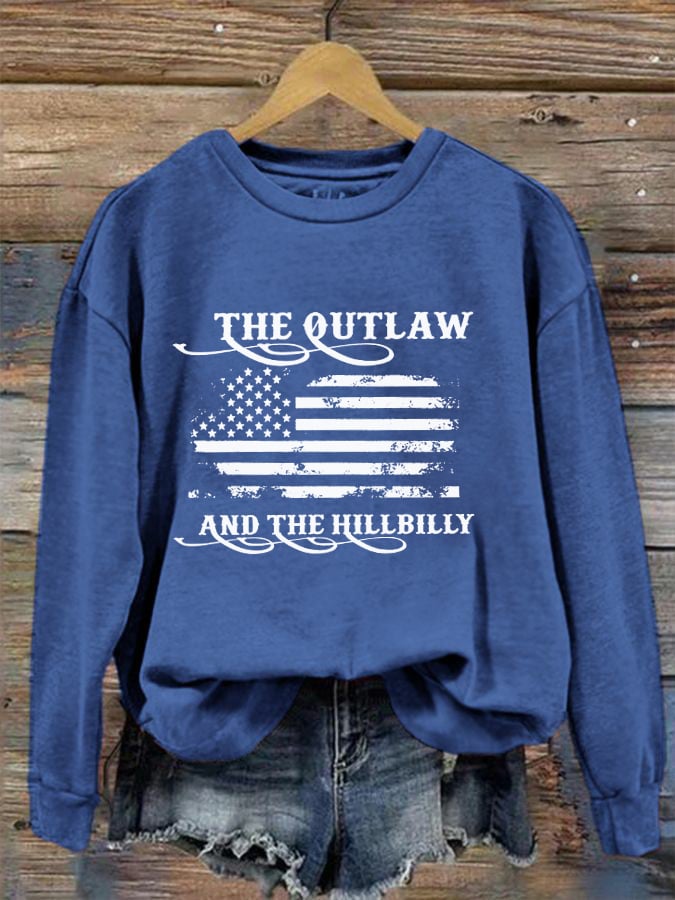 Women's The Outlaw and The Hillbilly Print Crew Neck Sweatshirt