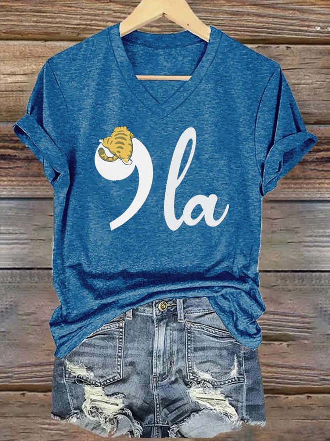 Women's general election hot comma la printed casual T-shirt