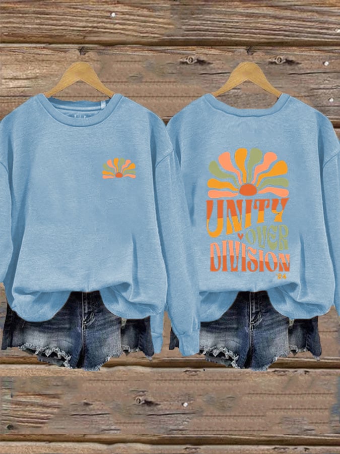 Women's Unity Over Division Print Crew Neck Sweatshirt
