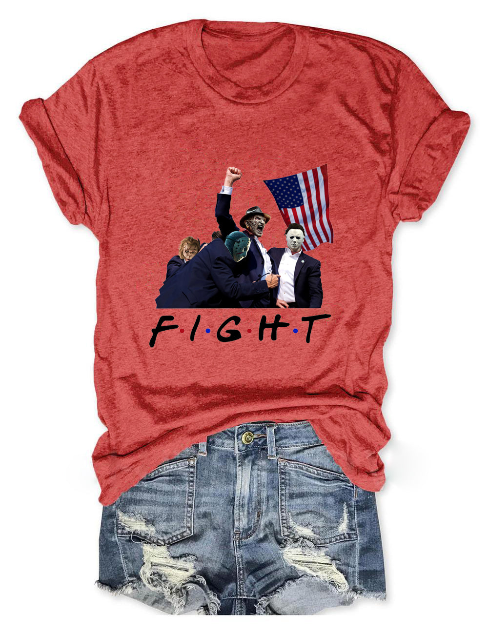 Women's Fight America 2024 Halloween Print T-Shirt