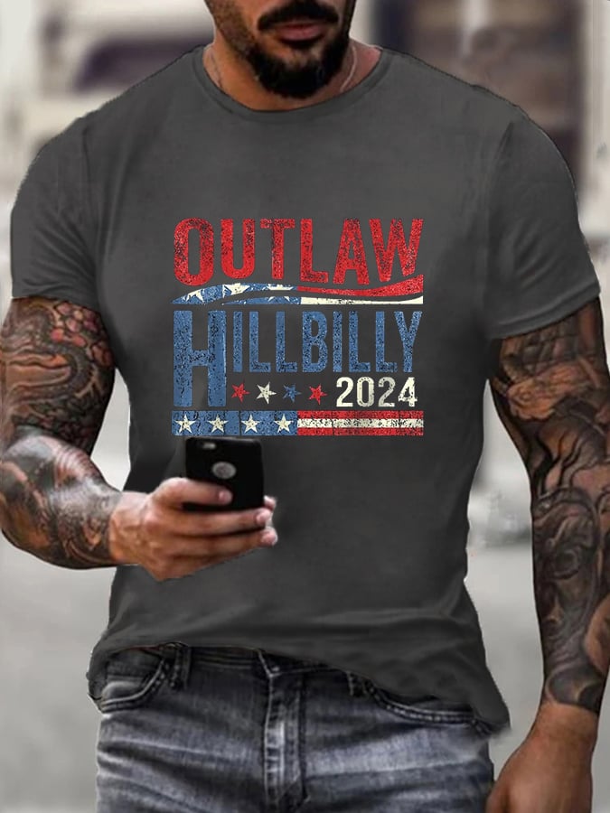 Men's Outlaw And Hillbilly Printed T-Shirt