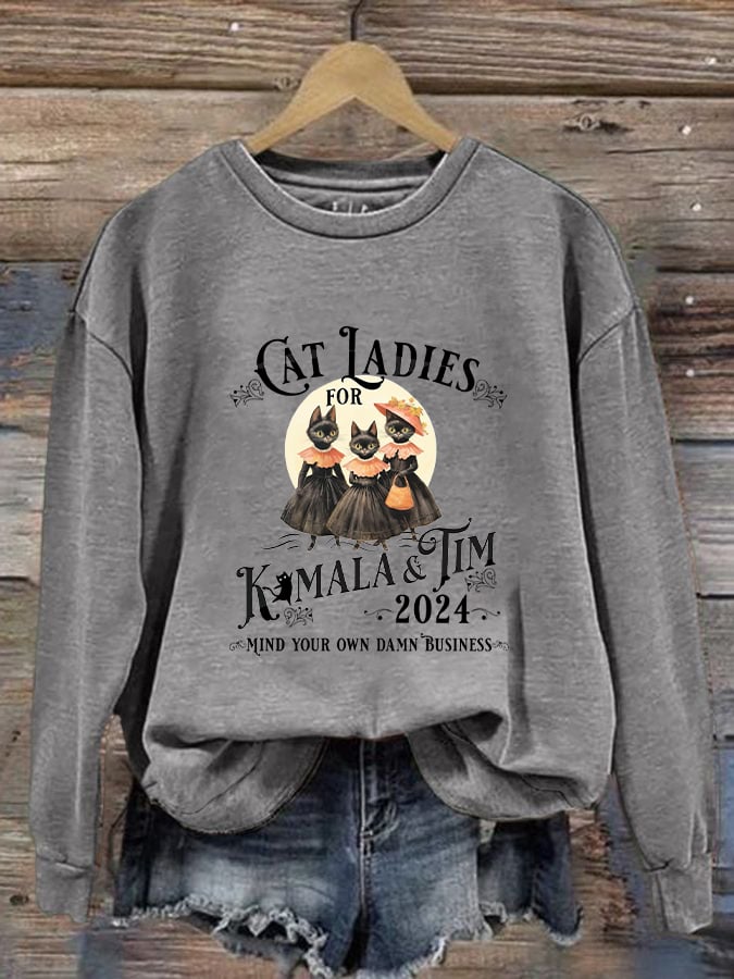 Women's Childless Cat Ladies Vintage Halloween Casual Sweatshirt