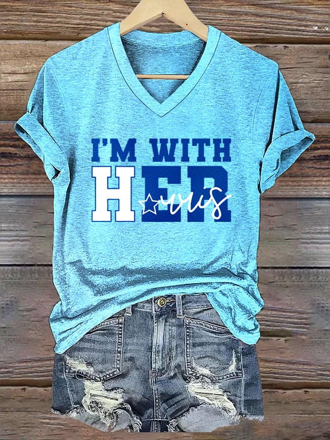 Women's I’m With Her Print V-Neck T-Shirt