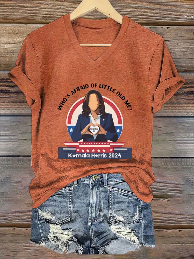Women's Who's afraid of little old me? He should be V-neck T-shirt