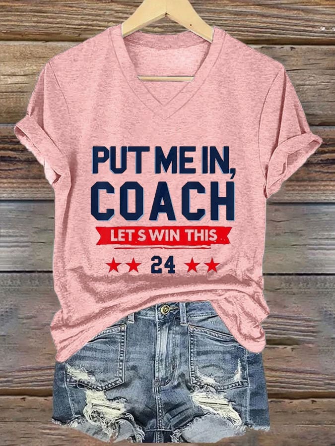 Women's Put Me In Coach Let‘s’ Win This Print Casual T-Shirt