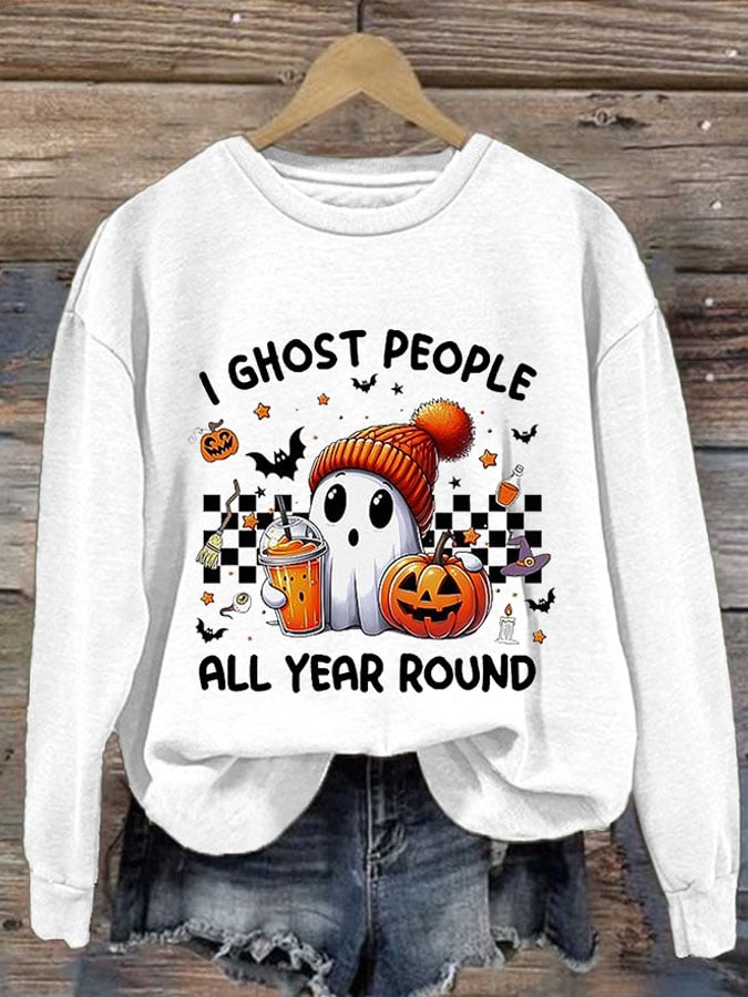 Women'S I Ghost People Halloween Print Sweatshirt