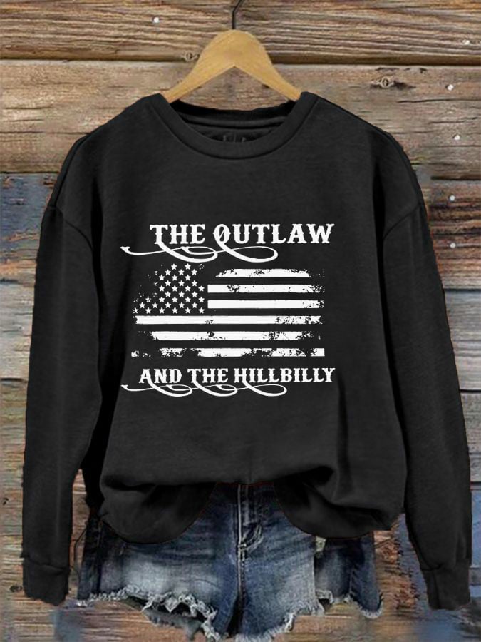 Women's The Outlaw and The Hillbilly Print Crew Neck Sweatshirt