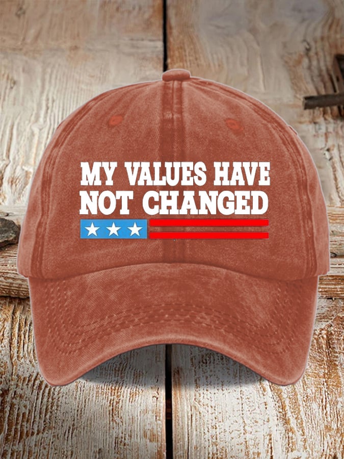 Unisex My Values ​​Never Change Printed Washed Distressed Hat