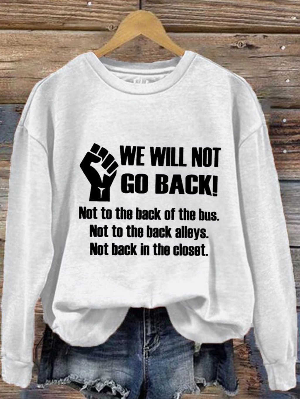 Women's We're Not Going Back Comma La Printed Sweatshirt