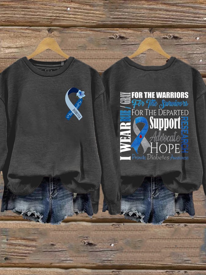 Women's Diabetes Awareness I Wear Blue Sweatshirt