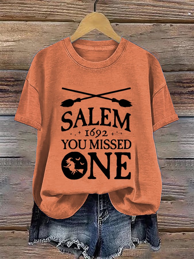 Women's Salem Witch Trials 1692 You Missed One Print Round Neck T-Shirt