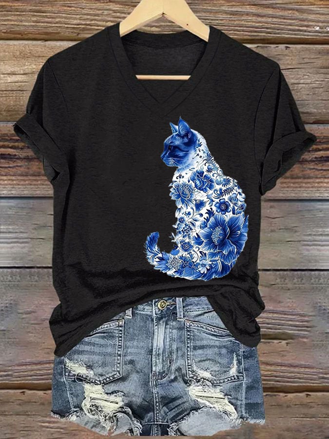 Women'S Cat Printed T-Shirt