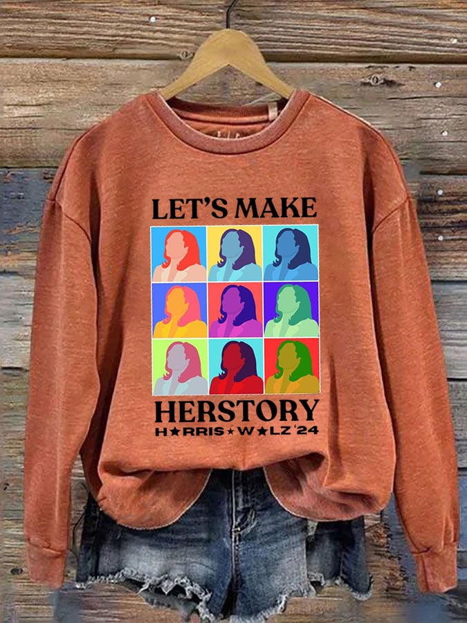 Women's Let's Make Herstory Print Crew Neck Sweatshirt