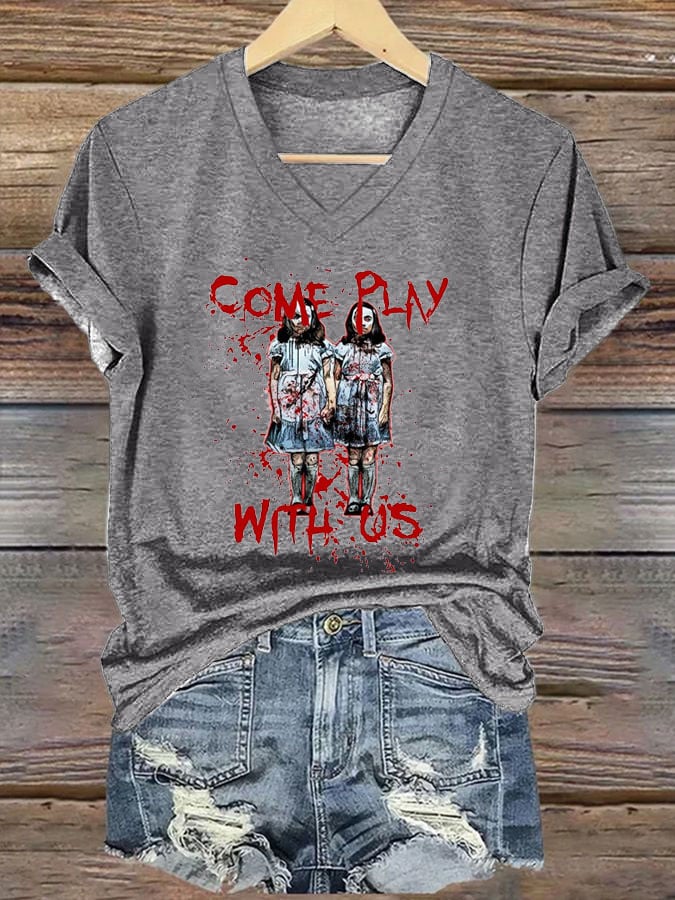 Women's Come Play With Us Print Casual T-Shirt