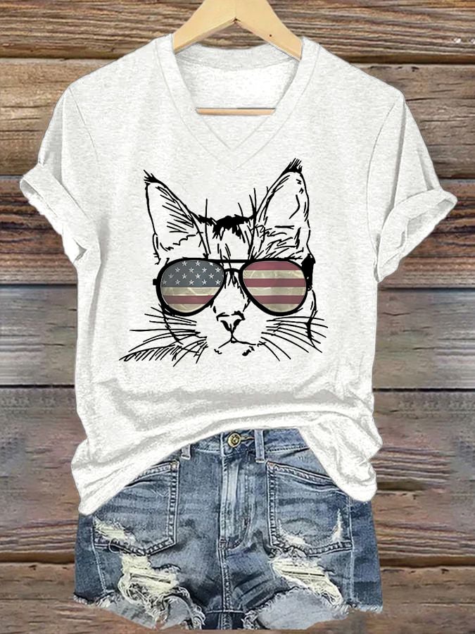 Women's La Cat Flag Printed Short-Sleeved T-Shirt