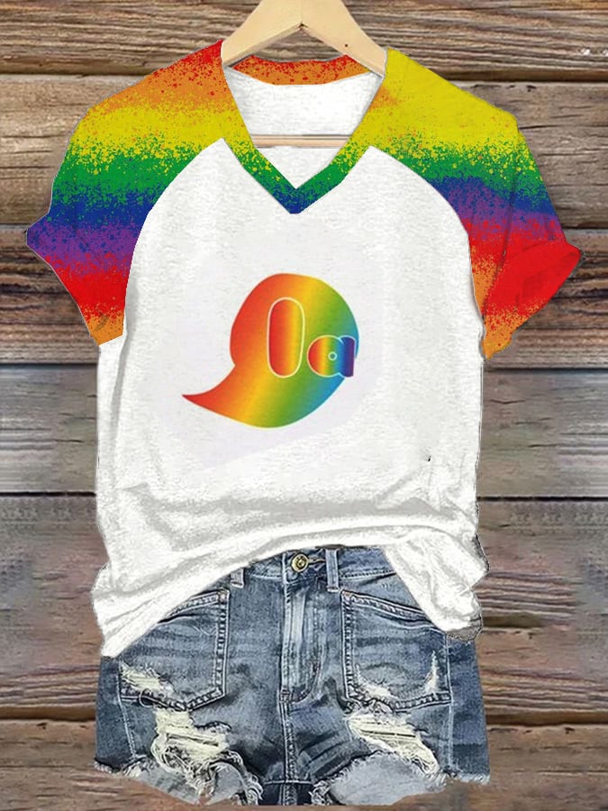 Women's Rainbow Kmala Print Casual T-Shirt