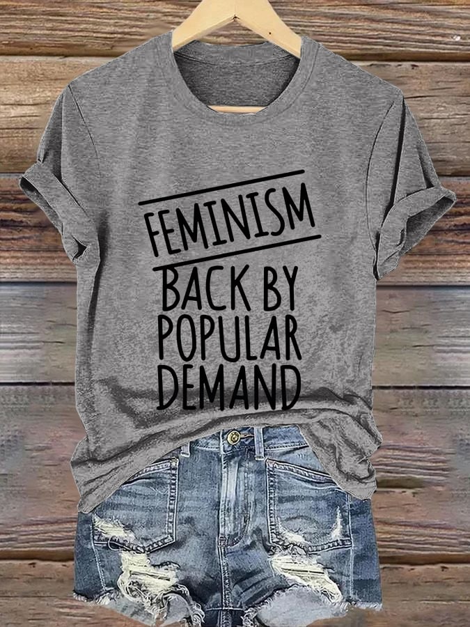 Women's Feminism Back By Popular Demand Printed Casual V Neck T-Shirt
