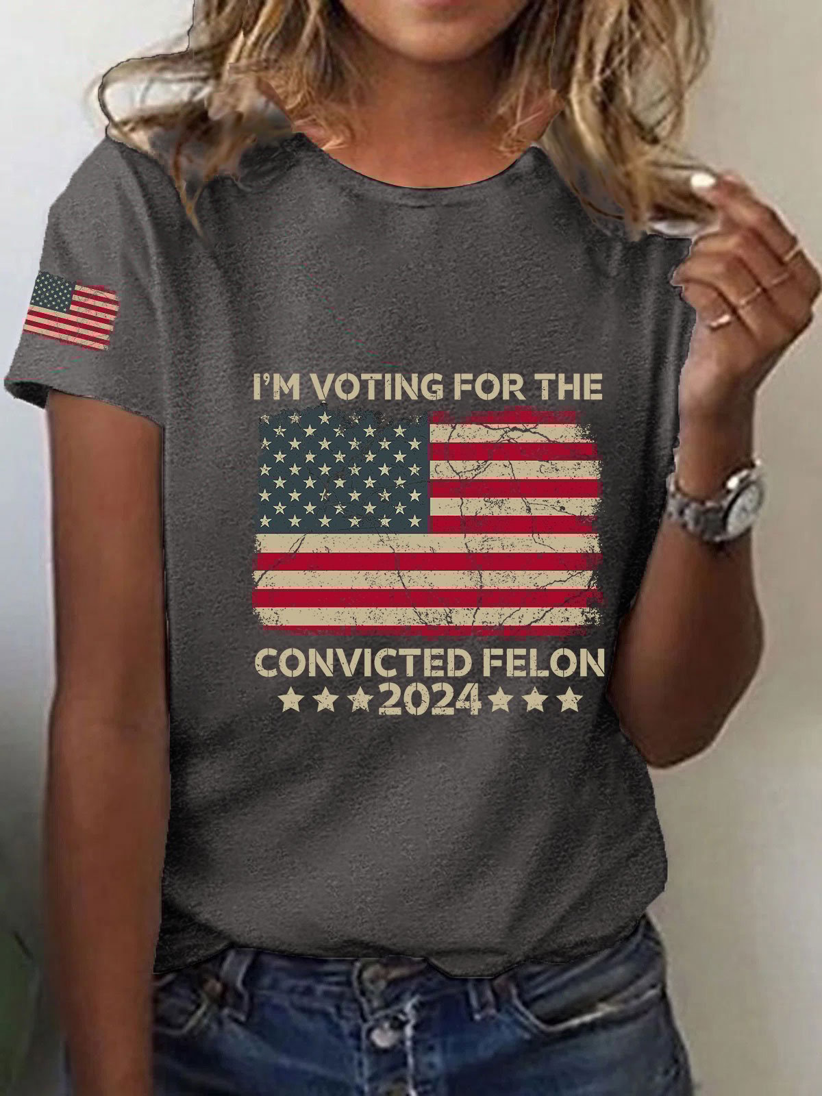 Women's I'm Voting For The Felon Print T-Shirt