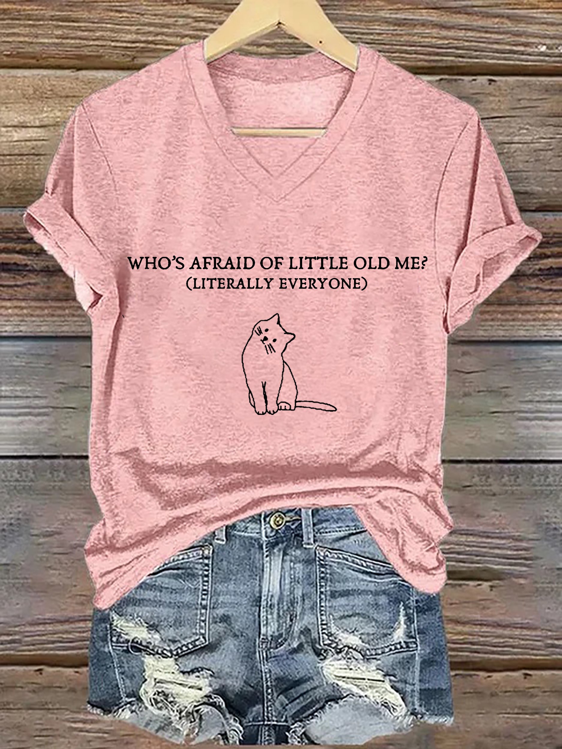 Women's La 2024 Who'S Afraid Of Little Old Me? (Literally Everyone) Printed Short-Sleeved T-Shirt